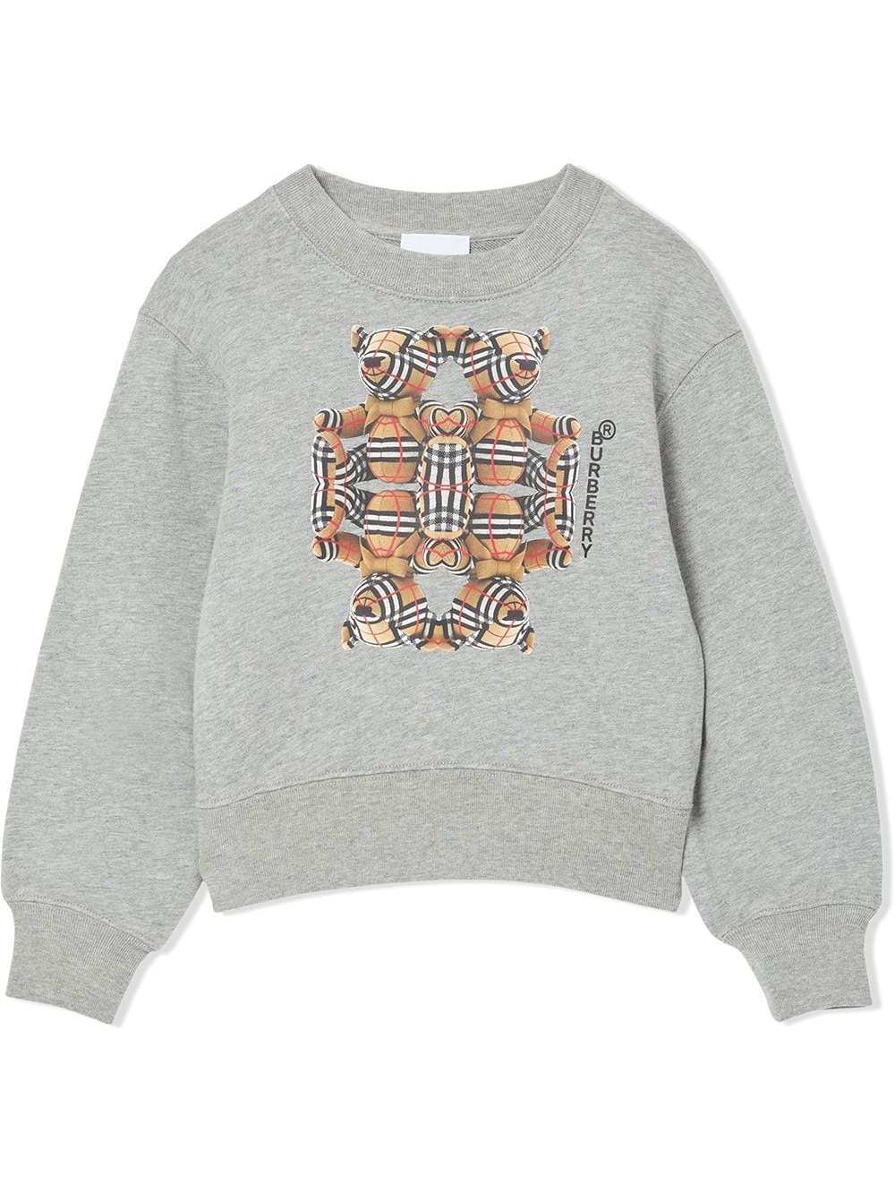 Burberry Grey Crewneck with Signature Check Motif